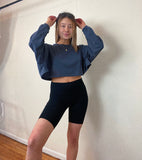 Charcoal Loose Long Sleeve Crop Top