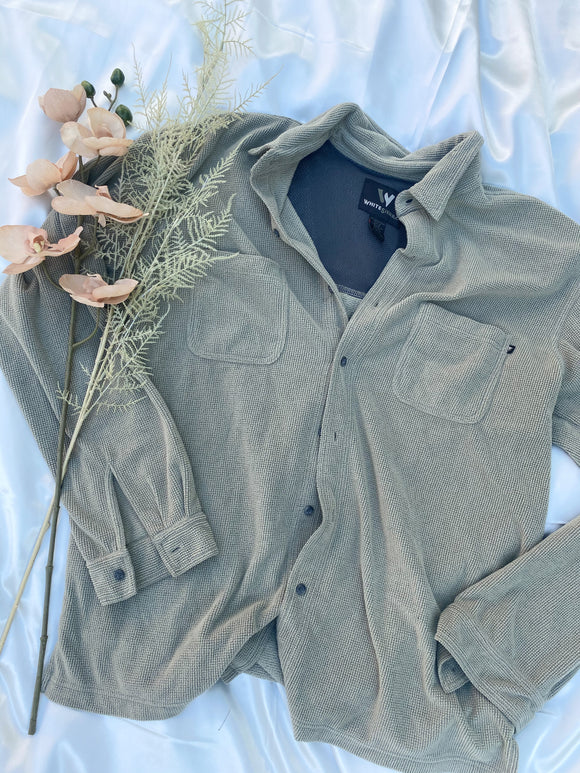 Ribbed Sage Soft Button Up