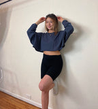 Charcoal Loose Long Sleeve Crop Top