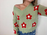 Sage Flowers Sweater